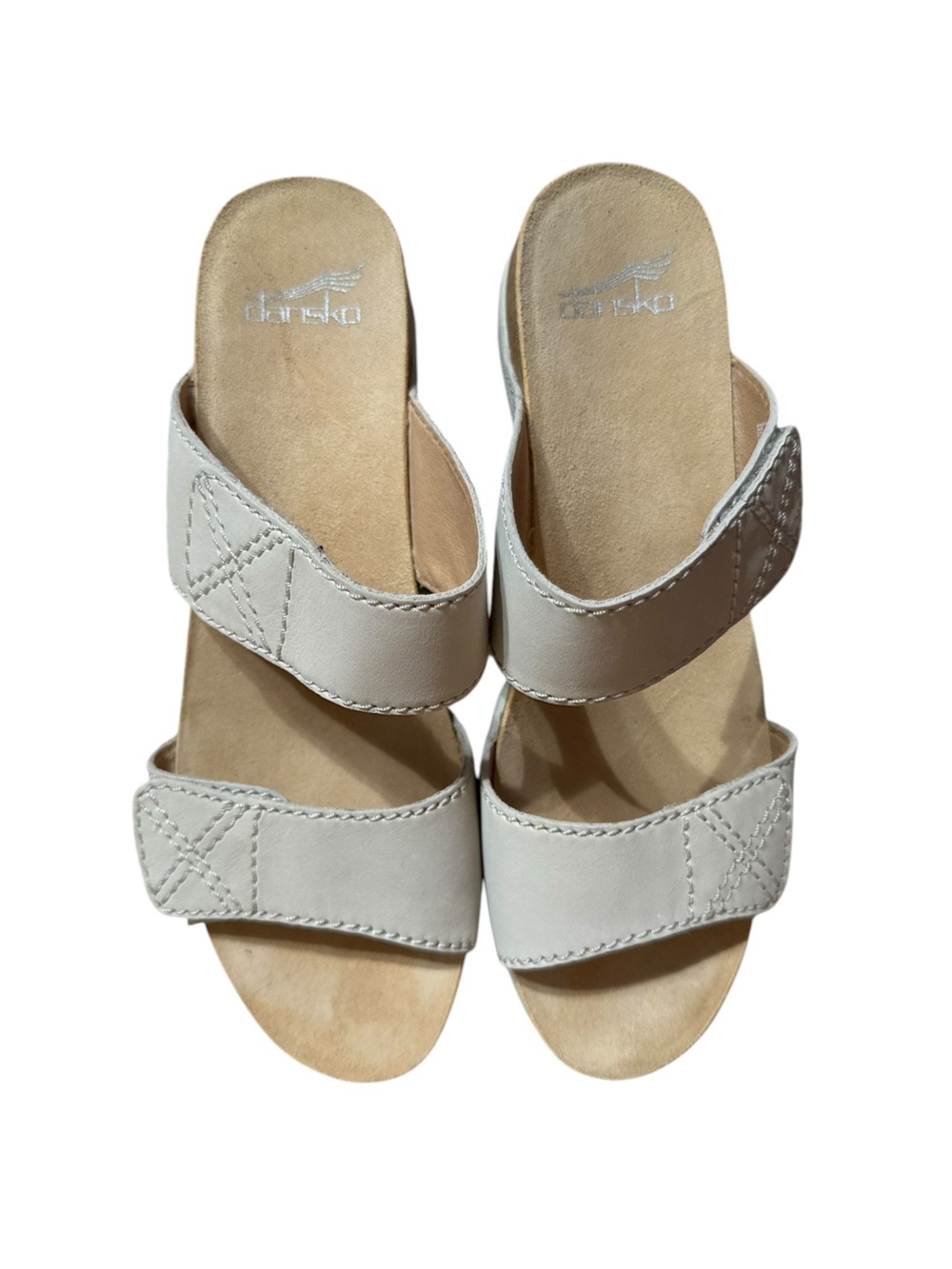 Dansko Ivory Maddy Slip-on Nubuck Leather Wedge Sandal Shoe - Picture 3 of 10